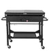 Rear of Callow 4 Burner Flat Top Gas Outdoor Griddle with side tables collapsed