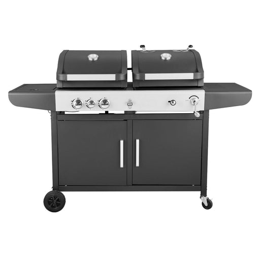 Callow Large Dual Fuel BBQ Grill with all lids and storage doors closed